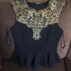 Black peplum top sleeveless